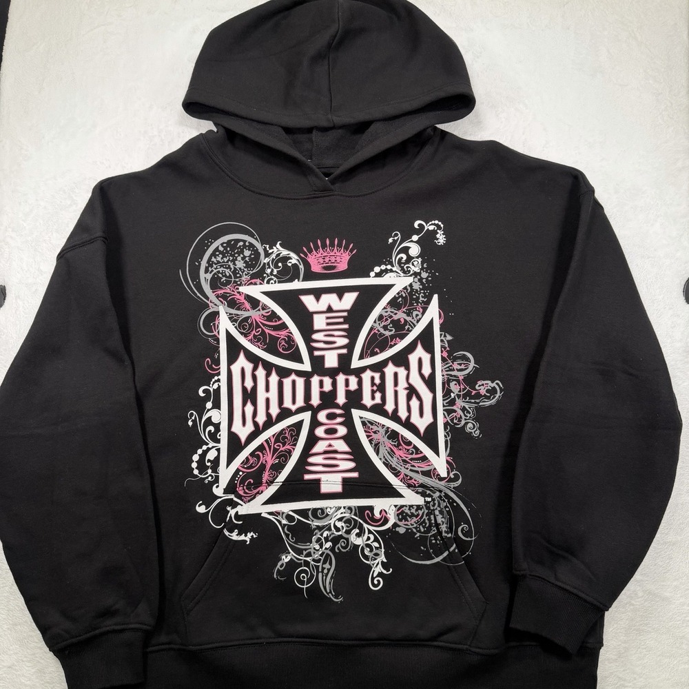 West Coast Choppers Hoodie with pink white gray graphics Men's Medium